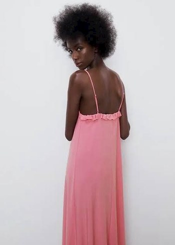 Zara Zara Pembe V Yaka Elbise