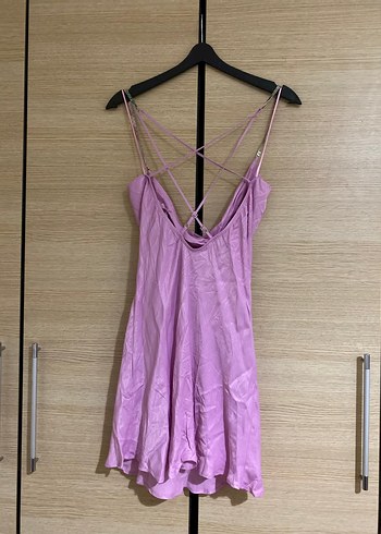 m Beden pembe Renk Pembe Midi İnce Askılı Kadın Elbise
