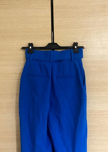 xs Beden mavi Renk Kadın Mavi Kemerli Kumaş Pantolon