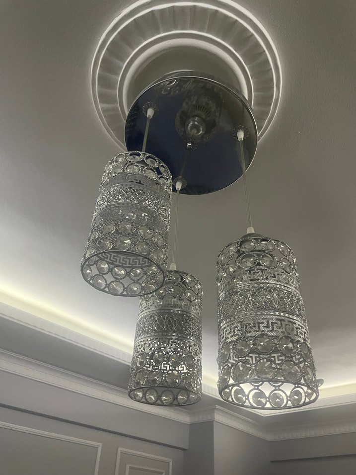 gümüş renk taşlı avize - Görsel 2