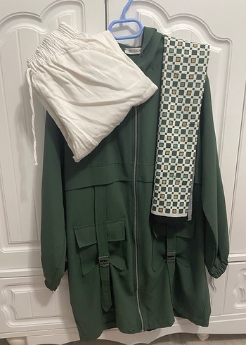 tesettür yazlık kap eşarp pantolon üçlü takım - Görsel 2