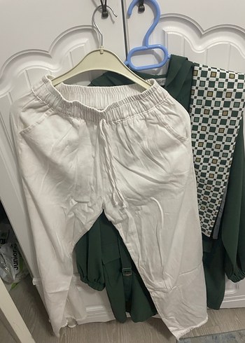 tesettür yazlık kap eşarp pantolon üçlü takım - Görsel 3