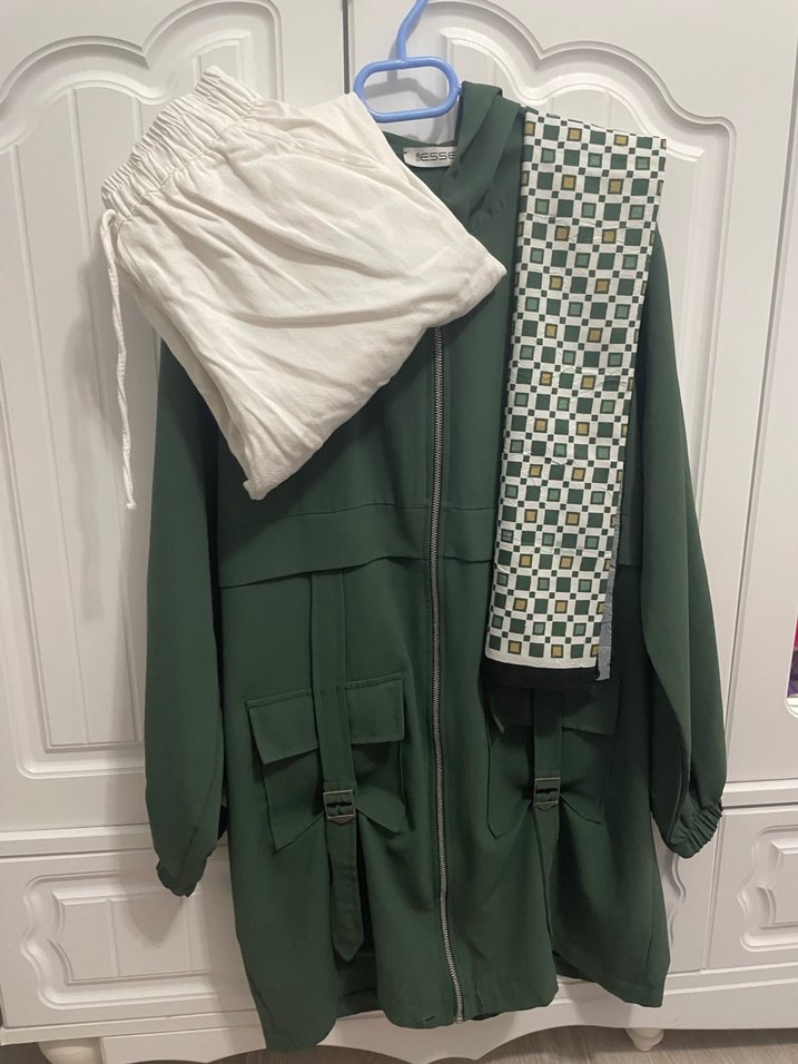 tesettür yazlık kap eşarp pantolon üçlü takım - Görsel 2