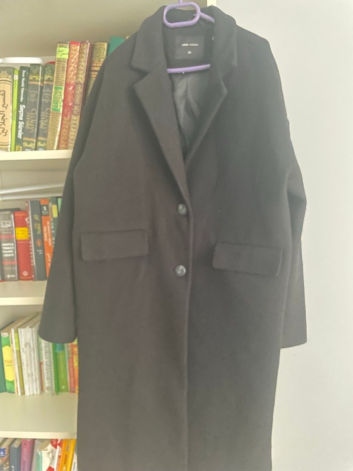 Siyah Düğmeli kaşe Kaban lcw - Görsel 3