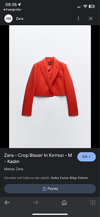 Sıfır crop zara ceket