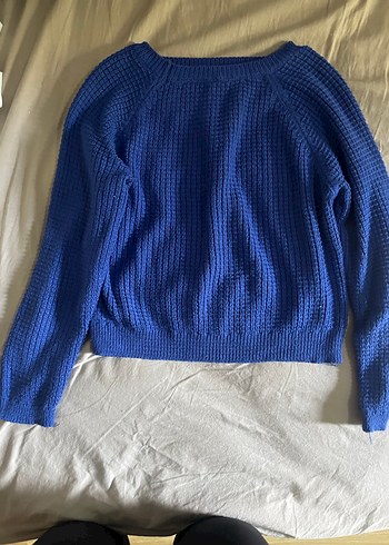 Kadın Mavi Örgü Bisiklet Yaka Kazak - Görsel 2