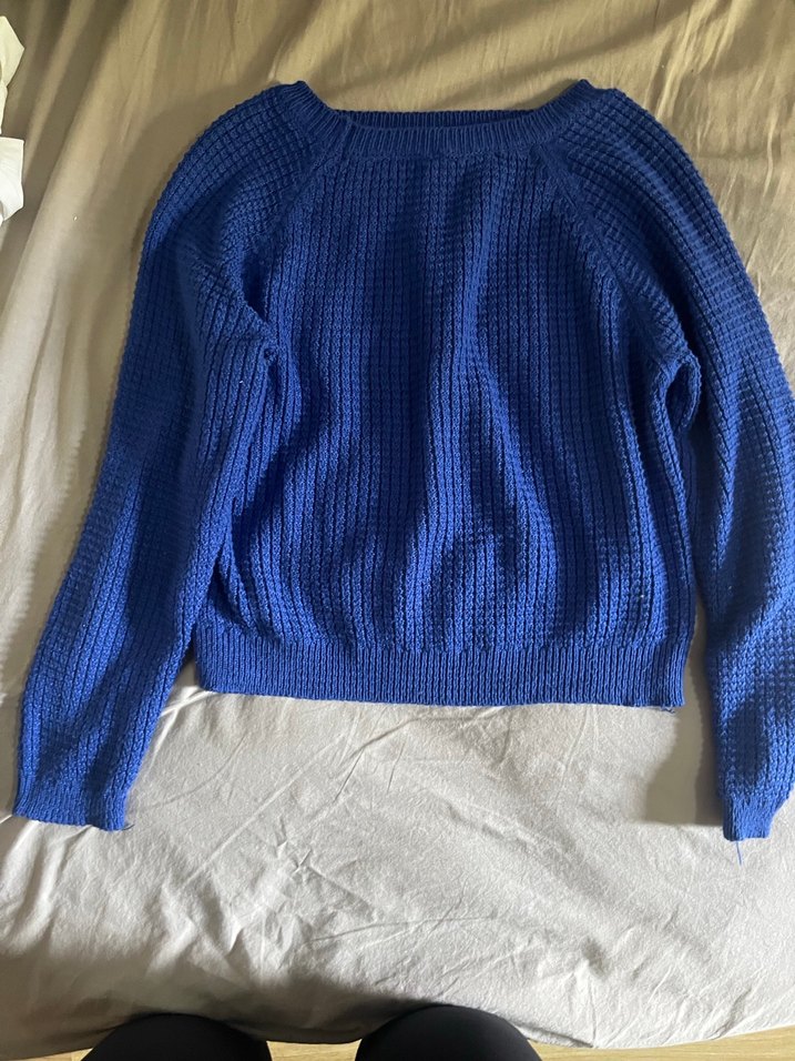 Kadın Mavi Örgü Bisiklet Yaka Kazak - Görsel 2