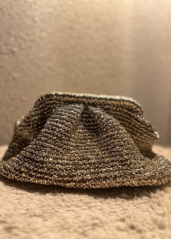 Parlak gold Örgü Kadın Portföy Çanta - Görsel 2