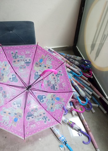 Pembe Renkli Renkli Lol Bebek Desenli Kadın Şemsiye