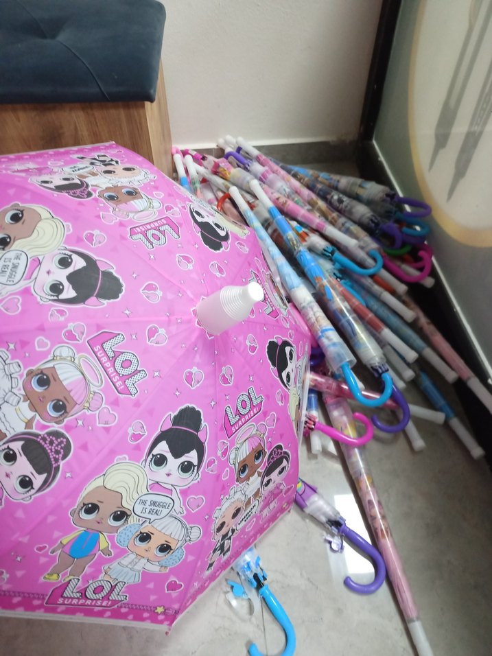 Pembe Renkli Renkli Lol Bebek Desenli Kadın Şemsiye - Görsel 2