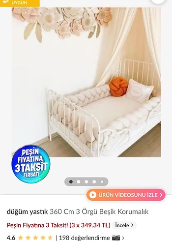 Bej Örgü Tasarımlı Beşik korumalık - Görsel 5