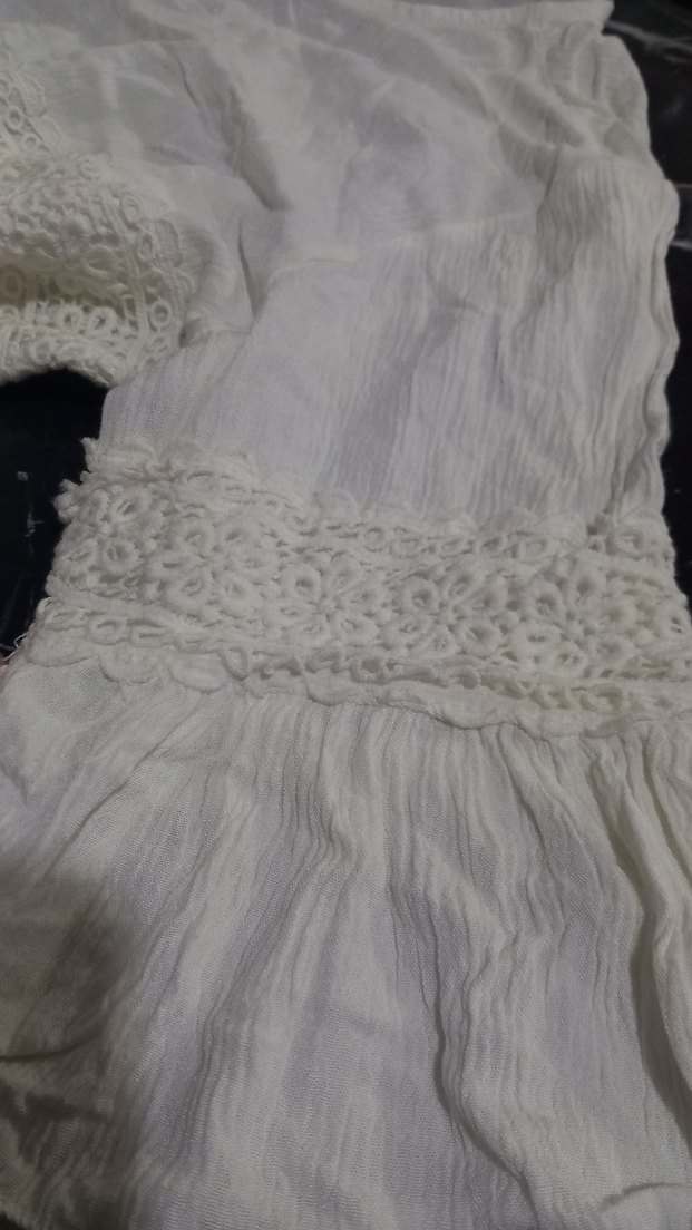 Uzun Kollu Beyaz Keten Bohem Bluz - Görsel 2