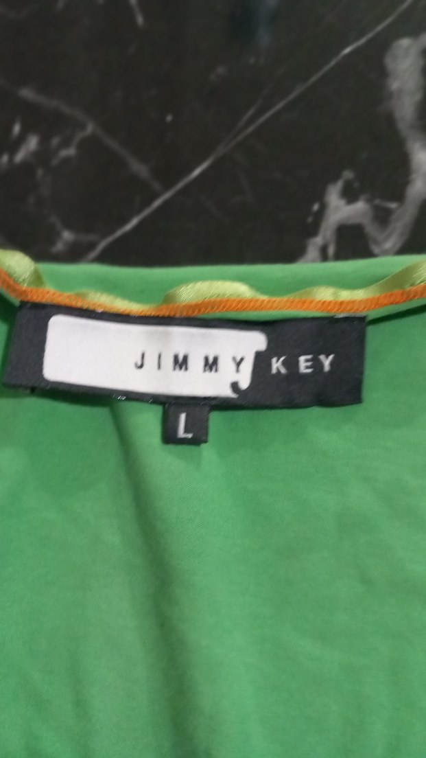 Yeşil V Yaka Drapeli vintage ust - Görsel 3