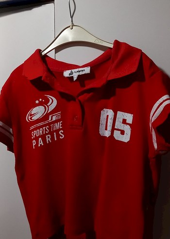 Kırmızı Polo yaka crop/bluz - Görsel 2