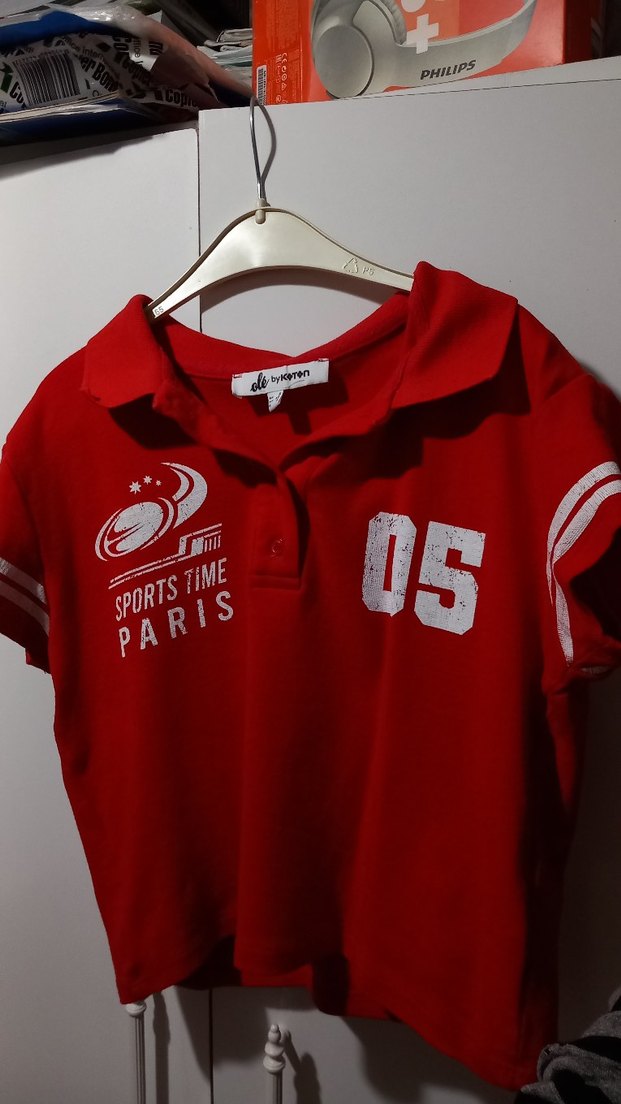 Kırmızı Polo yaka crop/bluz - Görsel 2