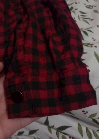 Bordo vintage Ekose Düğmeli Kadın Gömlek - Görsel 3