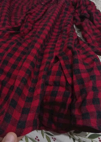 Bordo vintage Ekose Düğmeli Kadın Gömlek - Görsel 2