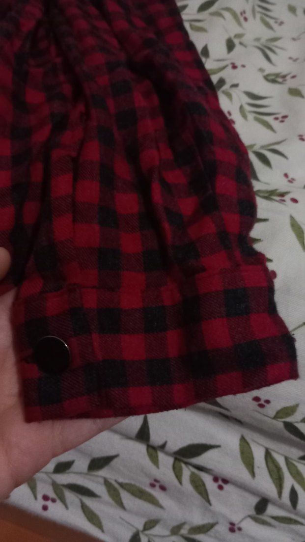 Bordo vintage Ekose Düğmeli Kadın Gömlek - Görsel 3