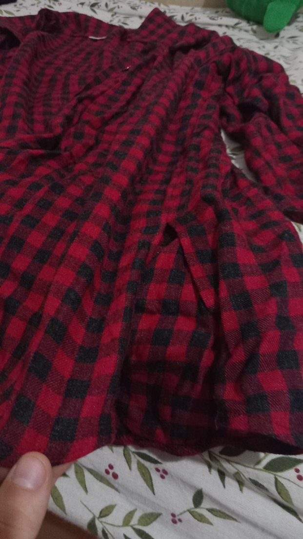 Bordo vintage Ekose Düğmeli Kadın Gömlek - Görsel 2