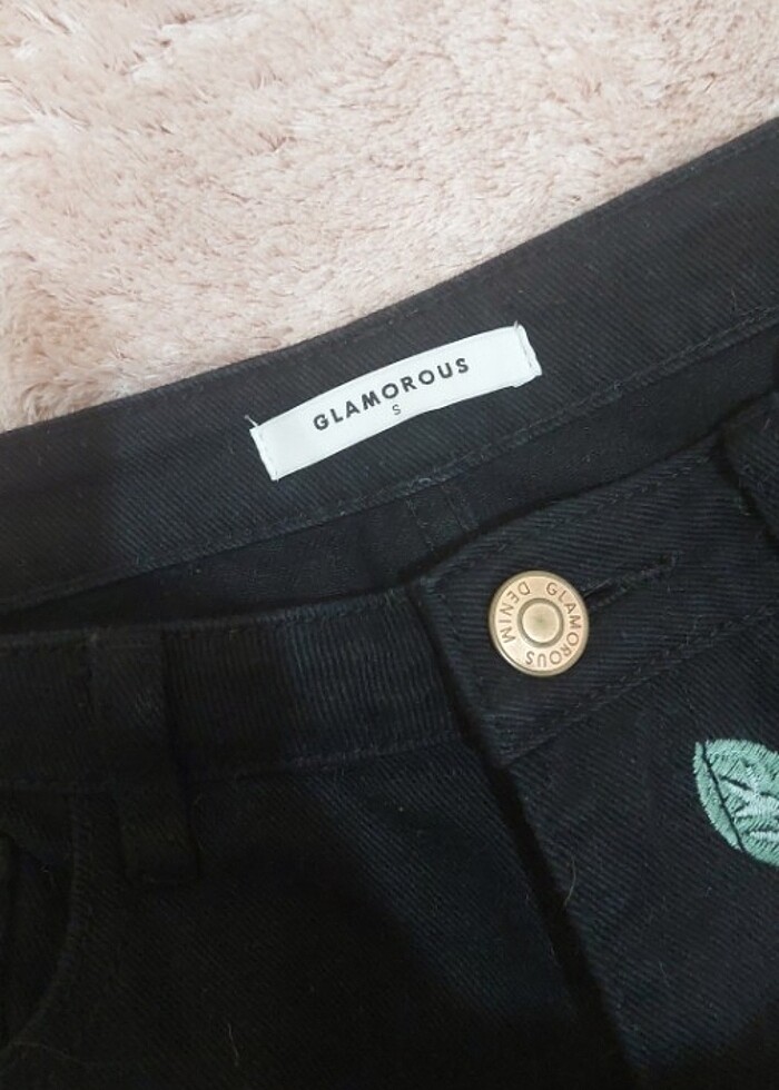 Glamorous çiçek işlemeli kot pantolon - Görsel 4