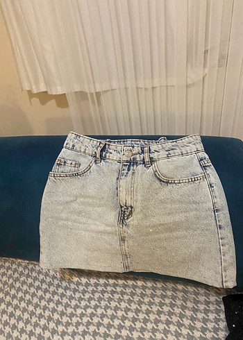 Diğer Gri Denim Mini Etek