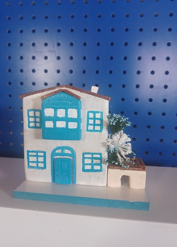 ALAÇATI EVİ Mavi Pastel Ev Dekoru Figürü