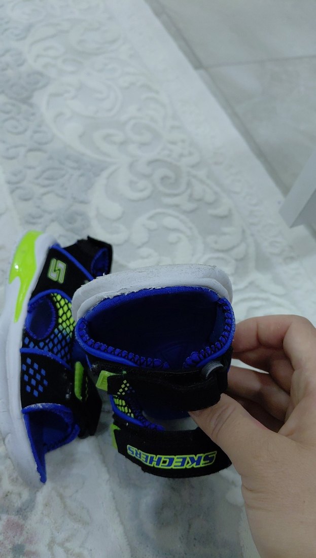 Skechers Erkek Çocuk Mavi Cırtcırtlı Sandalet - Görsel 4