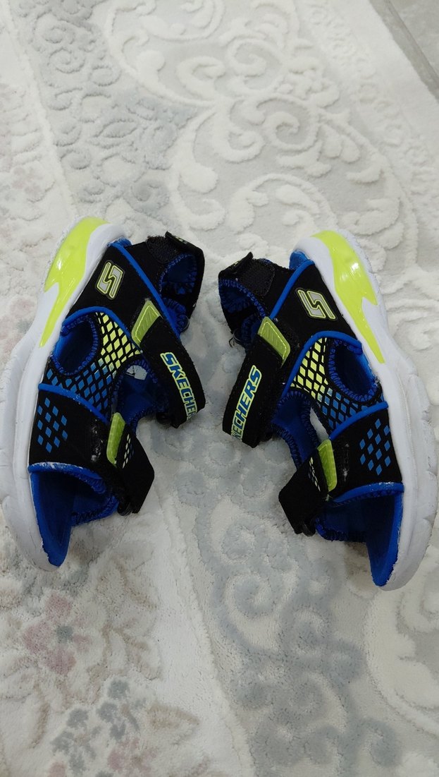 Skechers Erkek Çocuk Mavi Cırtcırtlı Sandalet - Görsel 2