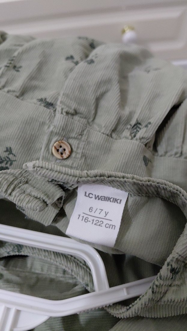 Nakışlı Fırfırlı Keten Kız Elbisesi kışlık - Görsel 3