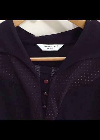 Uzun Kollu V Yaka Örgü Mor Kazak - Görsel 2