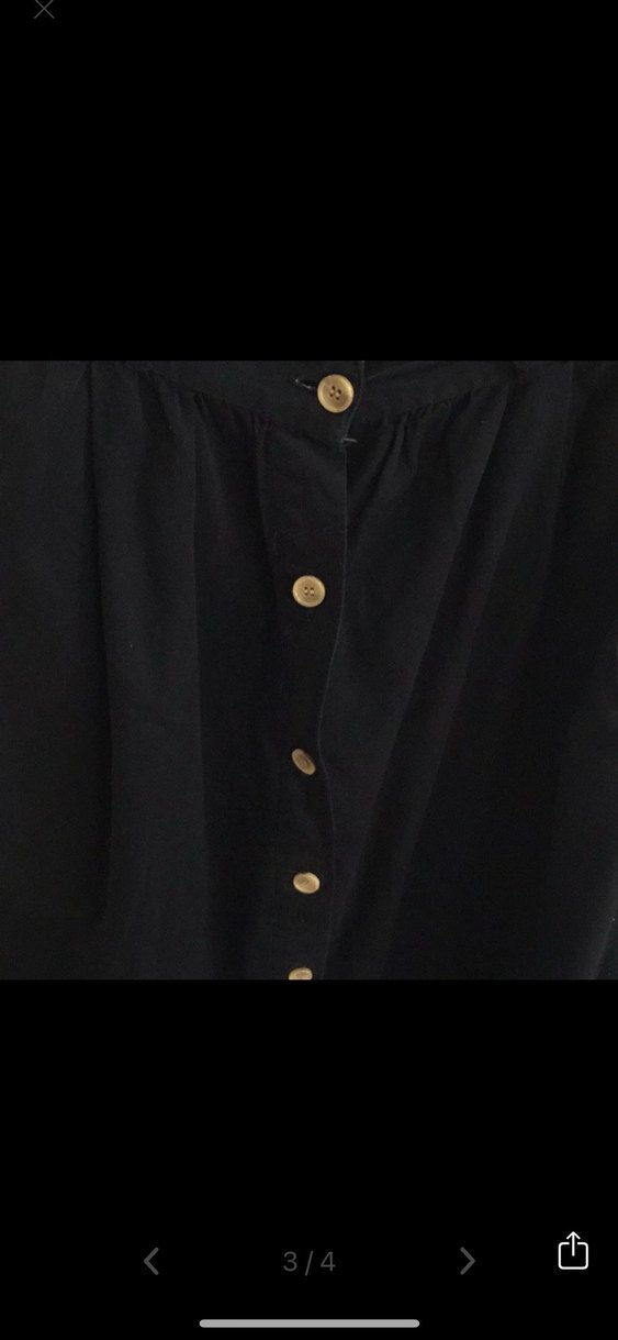 Düğmeli Siyah Uzun Denim Etek - Görsel 2