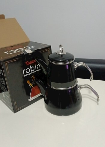 Siyah emaye  Çaydanlık Seti - Görsel 2