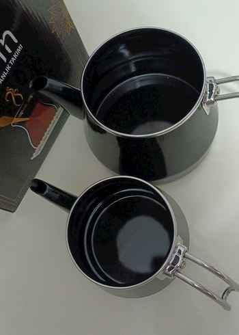 Siyah emaye  Çaydanlık Seti - Görsel 5