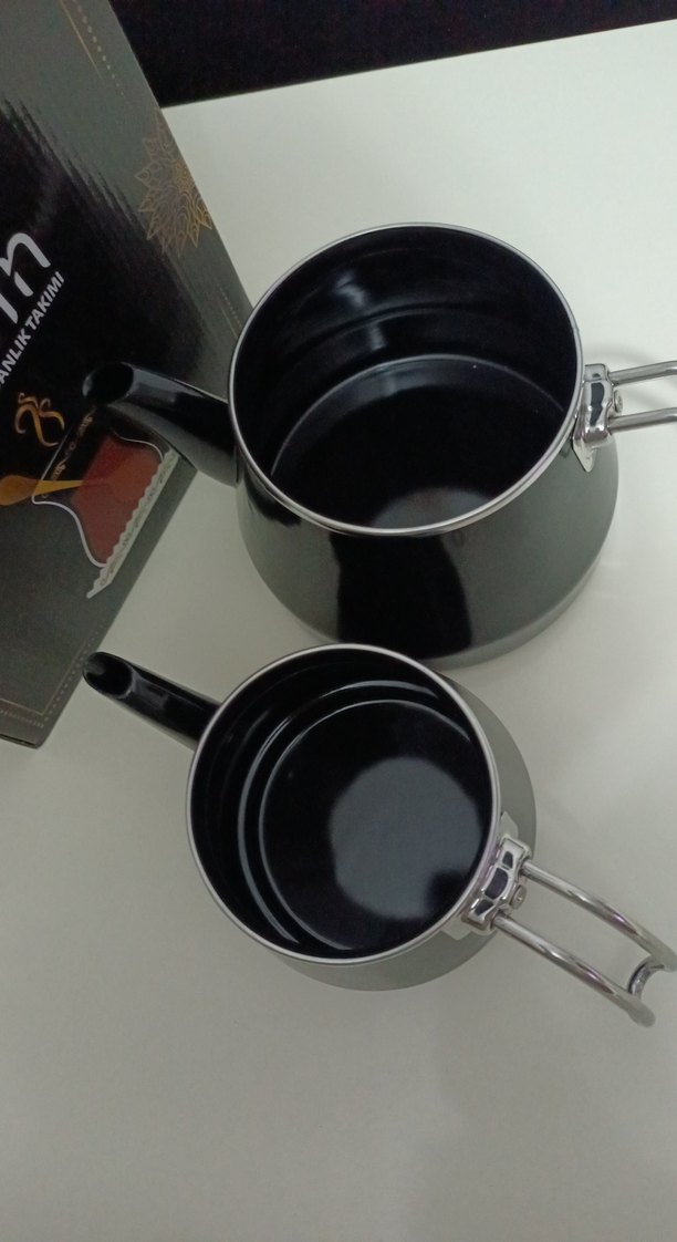Siyah emaye  Çaydanlık Seti - Görsel 5