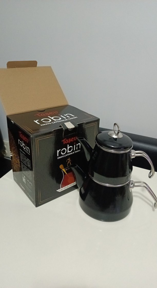 Siyah emaye  Çaydanlık Seti - Görsel 3