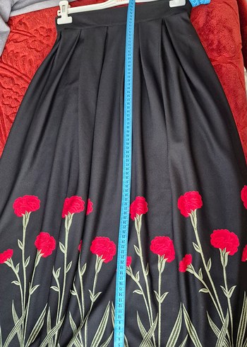 Karanfil Desen Vintage Uzun Pilili Etek - Görsel 3