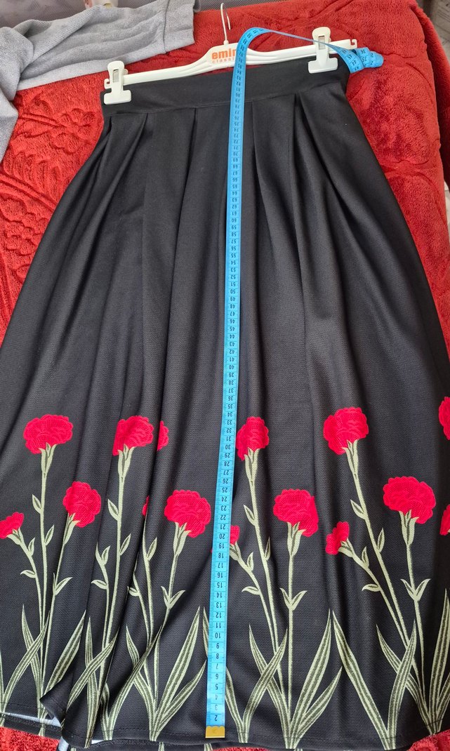 Karanfil Desen Vintage Uzun Pilili Etek - Görsel 3