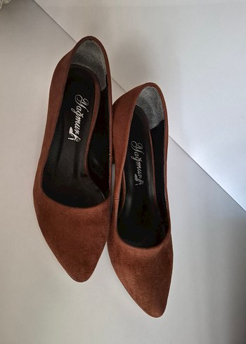 Kahverengi Süet Blok Topuklu Stiletto - Görsel 3