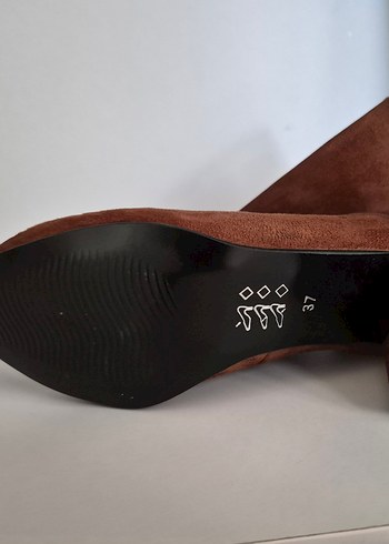 Kahverengi Süet Blok Topuklu Stiletto - Görsel 5