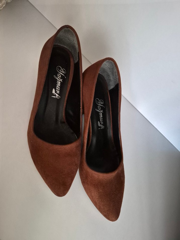 Kahverengi Süet Blok Topuklu Stiletto - Görsel 3