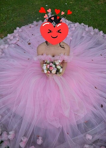 Beden Renk Pembe Prenses Elbise Nişan Elbisesi
