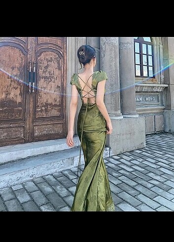 Yeşil vintage elbise 