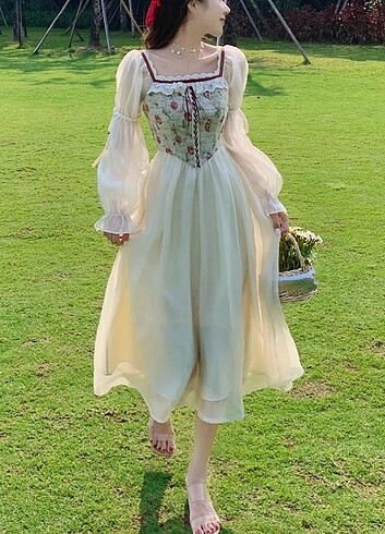 Zara Vintage zarif midi elbise