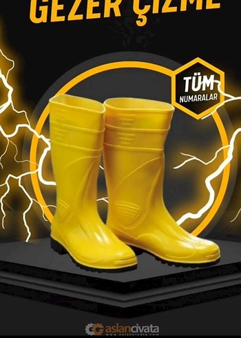 Sarı Erkek Diz Boyu Lastik Çizme