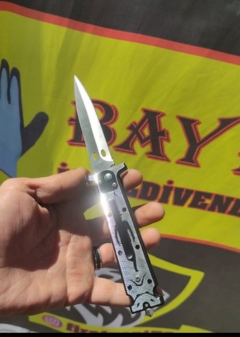 Otomatik çakı bıçak Charlie chaplin Gümüş Kemer klipsli - Görsel 5