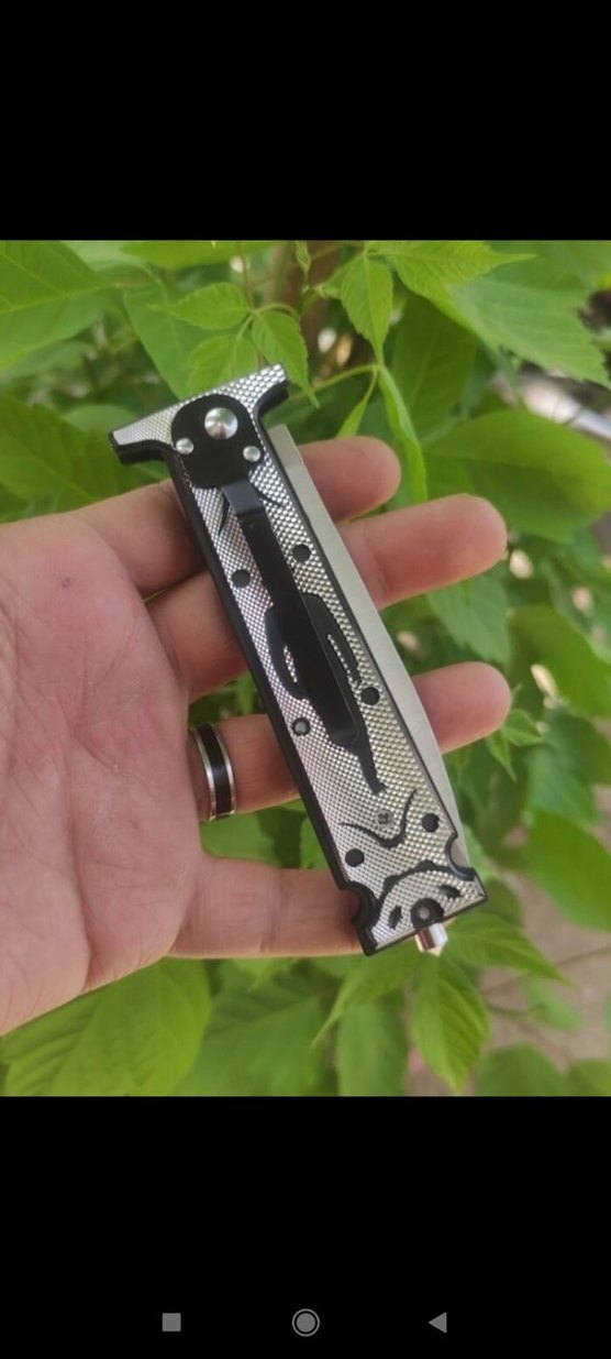 Otomatik çakı bıçak Charlie chaplin Gümüş Kemer klipsli - Görsel 2