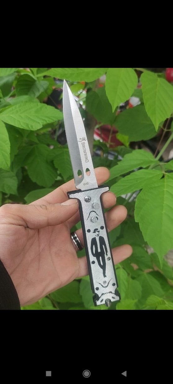 Otomatik çakı bıçak Charlie chaplin Gümüş Kemer klipsli - Görsel 3