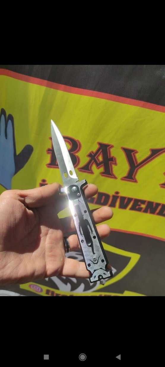 Otomatik çakı bıçak Charlie chaplin Gümüş Kemer klipsli - Görsel 5