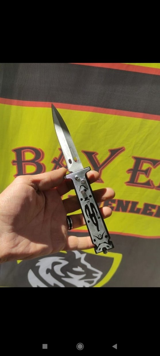 Otomatik çakı bıçak Charlie chaplin Gümüş Kemer klipsli - Görsel 4