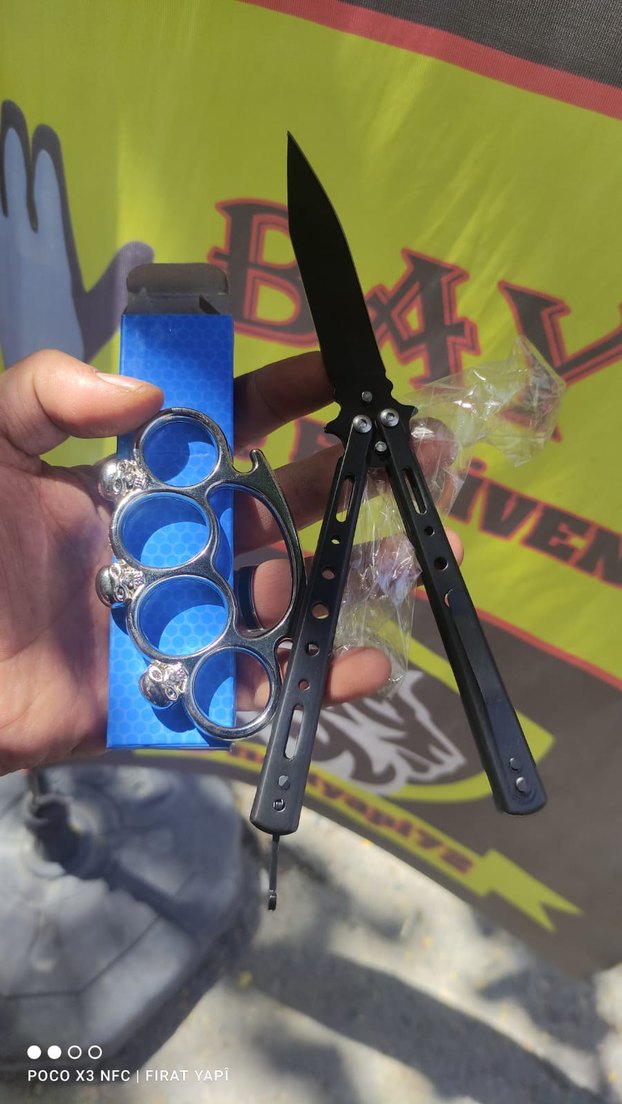 Siyah Kelebek çakı bıçak + musta - Görsel 5